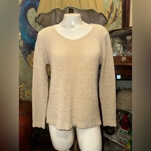 EUC MIRACLE CITY BOHEMIAN SWEATER KNIT 🧶 NATURAL COLOR WITH CROCHET BACK
